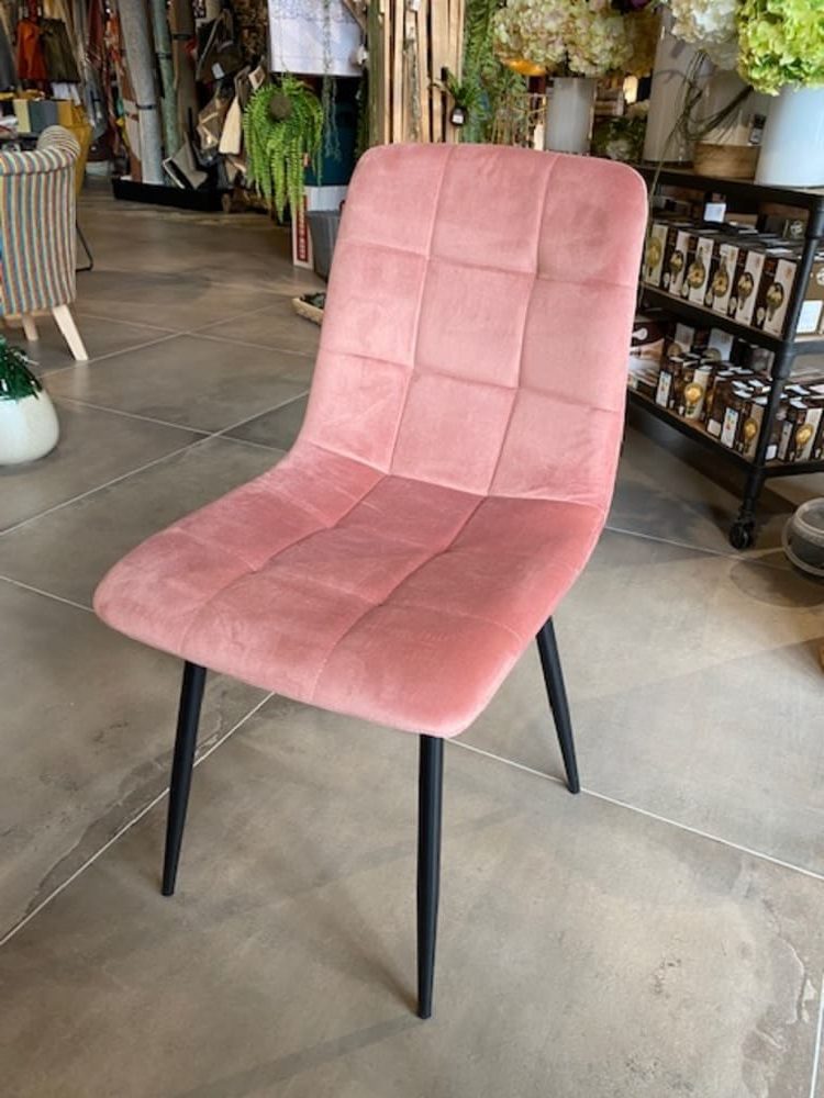 Chaise Manta Rose Poudré Velours Ras - HØGEN