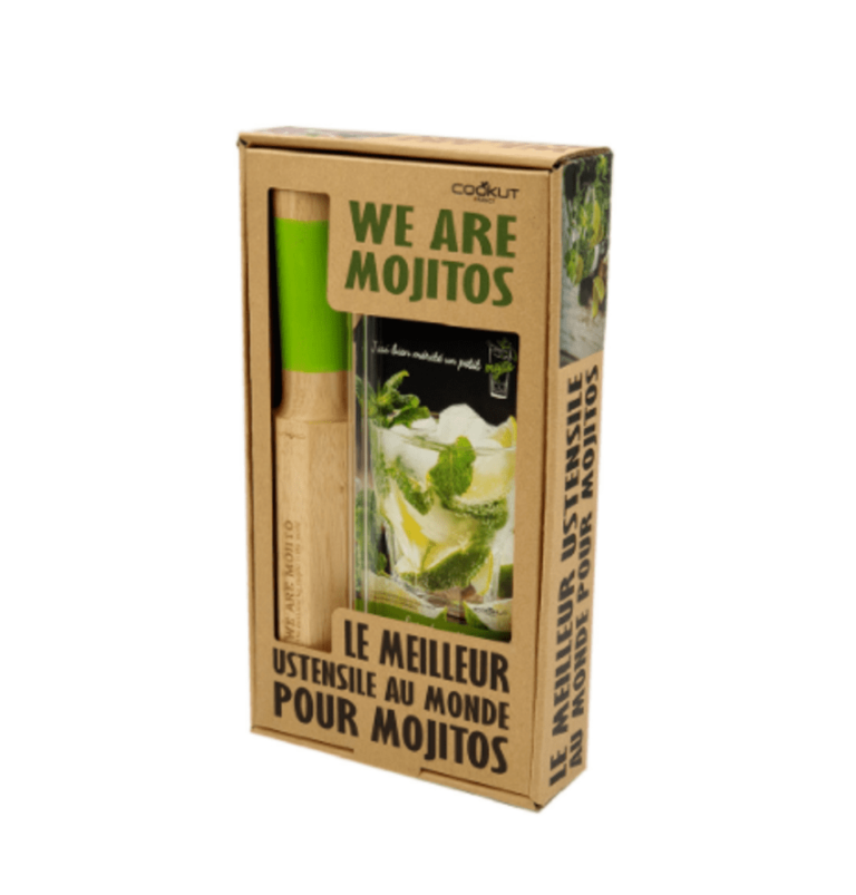 Coffret mojitos : Pilon-doseur, recettes et pailles - COOKUT