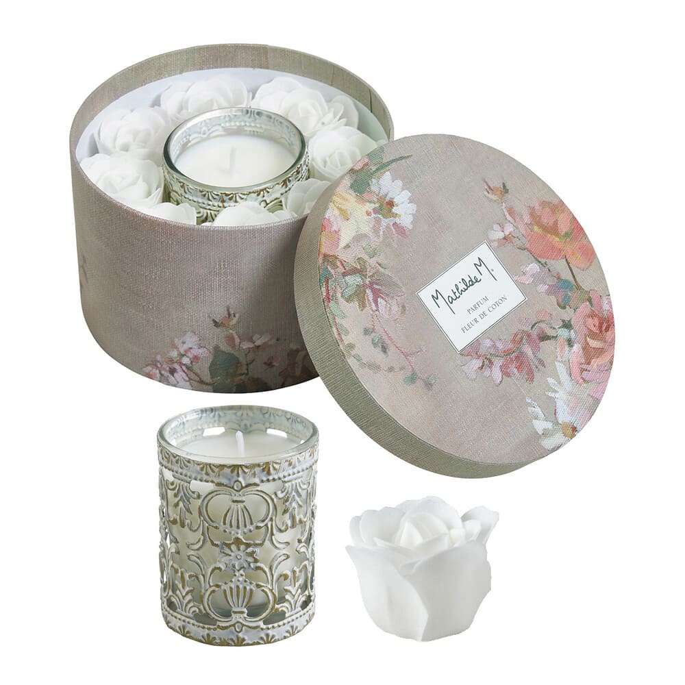 Coffret bougie et roses de savon Fleur de coton - Mathilde M - Le Grenier  Malin