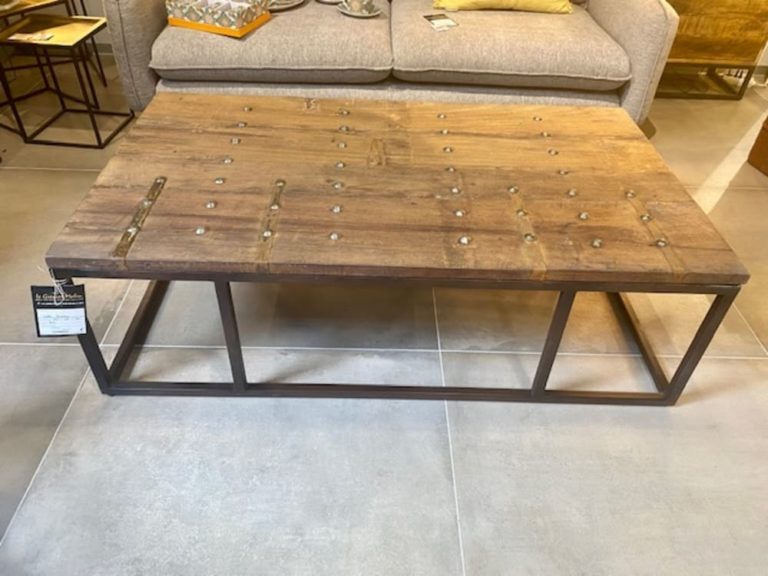 table basse bois pieds metal