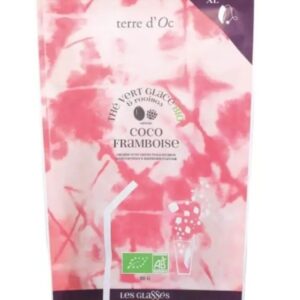20 sachets de thé vert glacé bio coco framboise terre d'oc