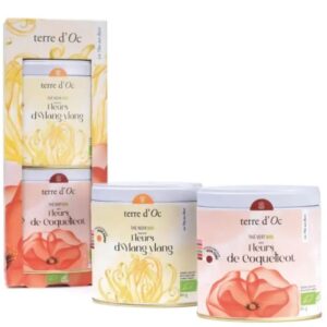 coffret duo thés bio fleur de coquelicot et ylang ylang