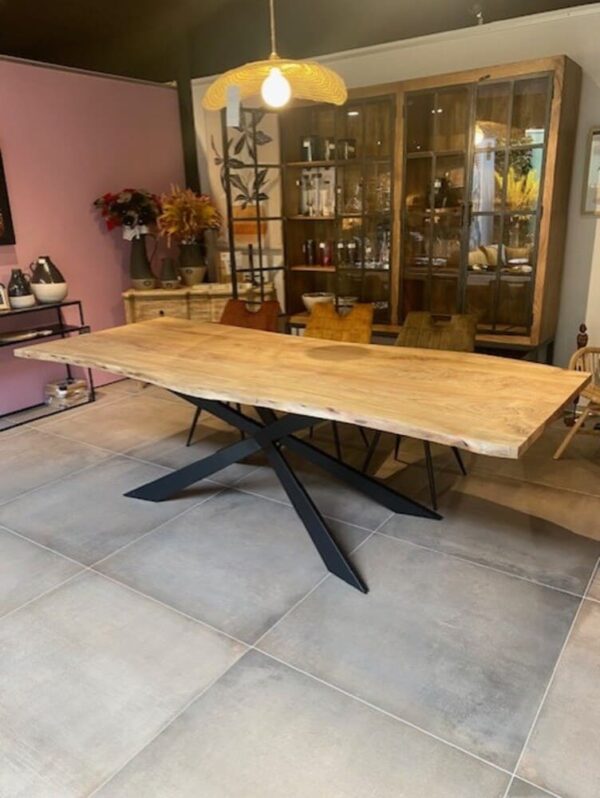 table en acacia pued métal longueur 2m60