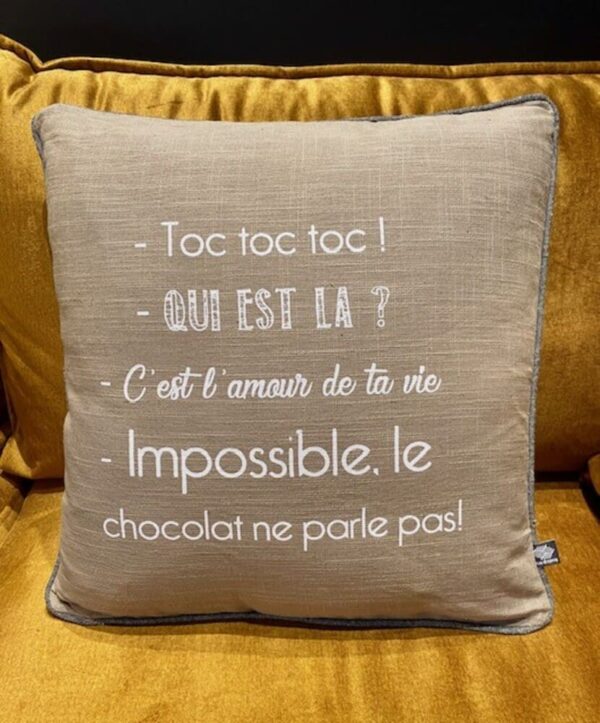 coussin à message sur le chocolat