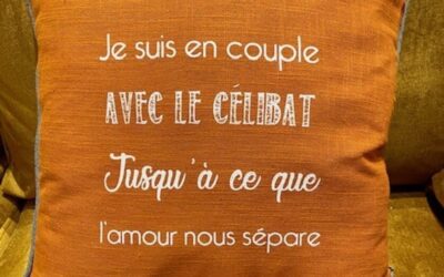 Coussin à message sur le célibat