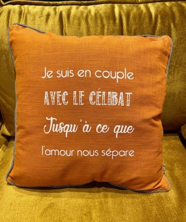 COUSSIN 45X45 MESSAGE SUR LE CELIBAT