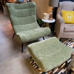 fauteuil et pouf caspe vert