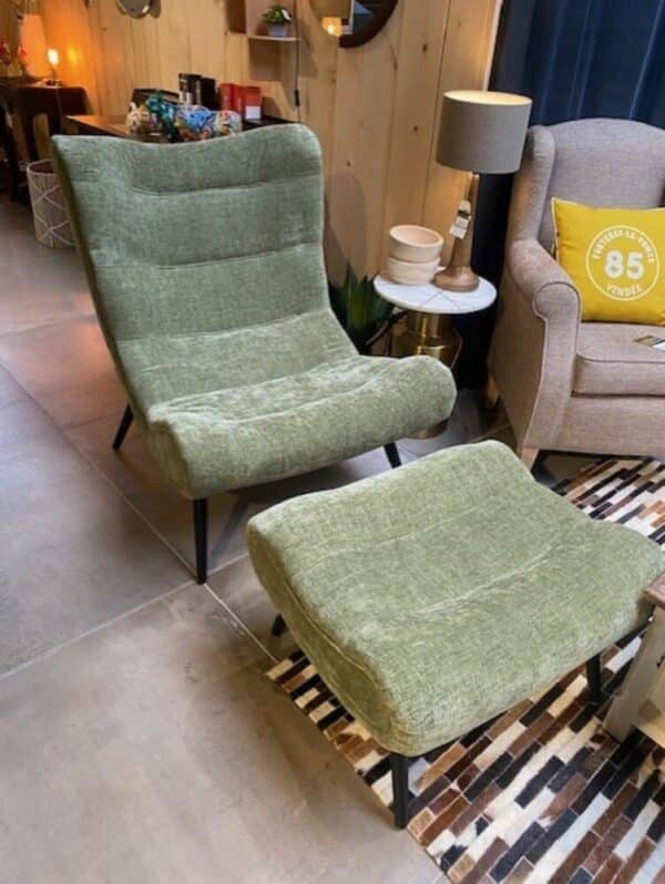 fauteuil et pouf caspe vert