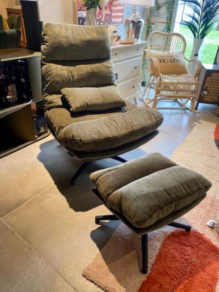fauteuil pivotant et pouf bergen