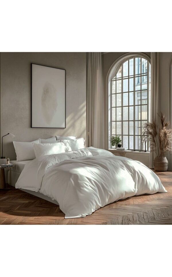 pack housse de couette et 2 taies d'oreiller venezia percale de coton haomy blanc