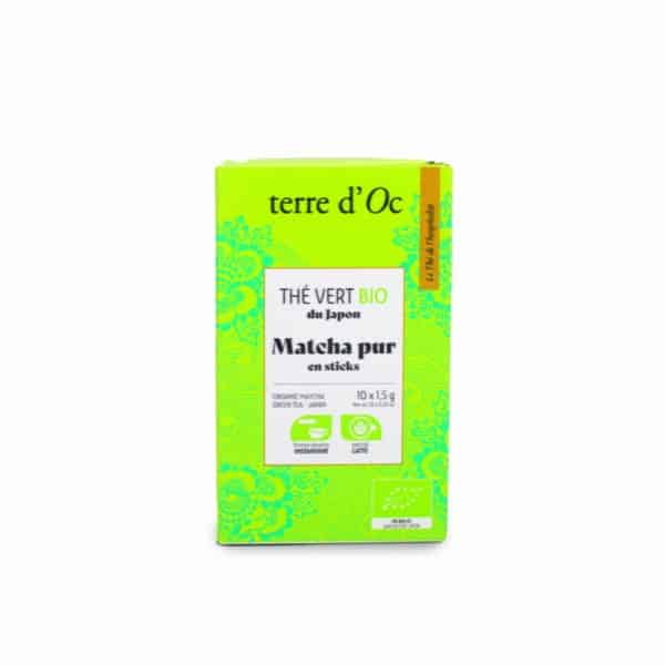 boite 10 sticks matcha terre d'oc