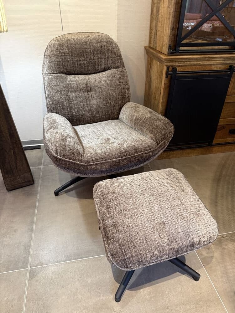 fauteuil branson et pouf taupe