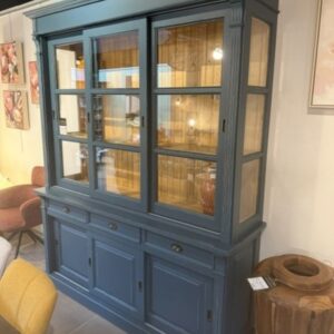 vitrine style directoire portes coulissantes bleu