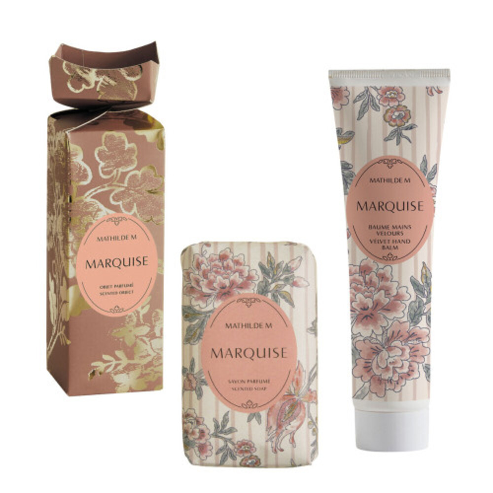 Coffret baume mains et savons Trésor de fleurs - Mathilde M - 2 parfums au choix